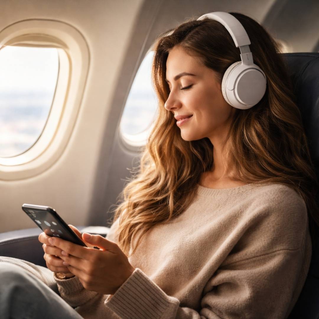 using wireless headphones on a plane