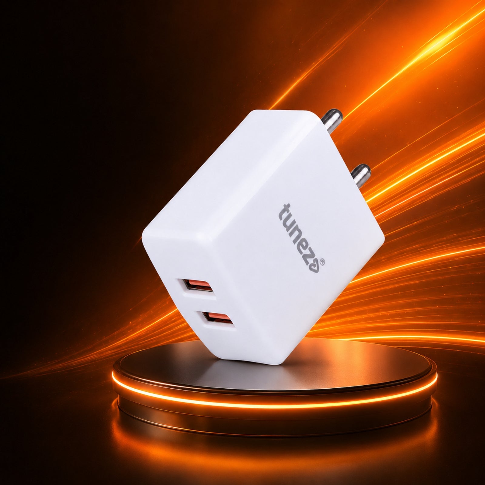 Tunez W212 12W Dual USB fast charging adaptor with Type C cable