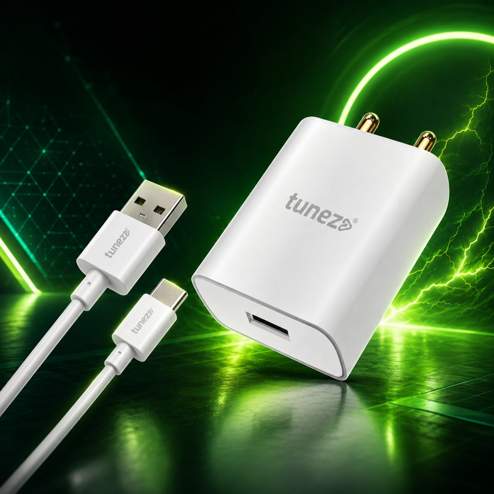 Tunez W172 Super Fast Phone Charger with USB-A to Type-C Data Cable