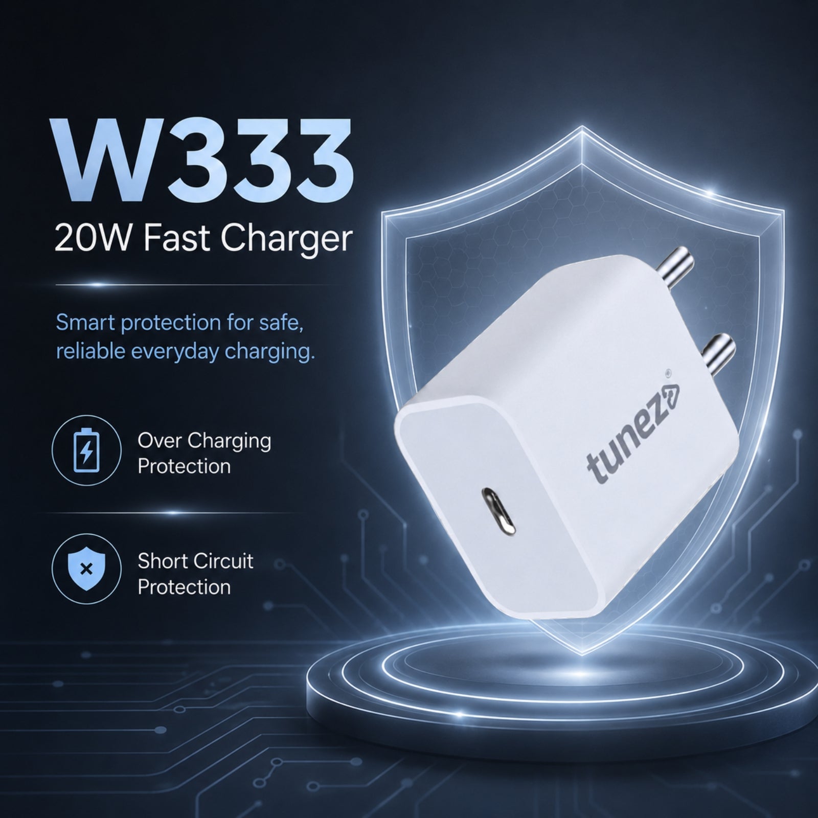 Tunez W333 20W Fast Mobile Charger Adapter