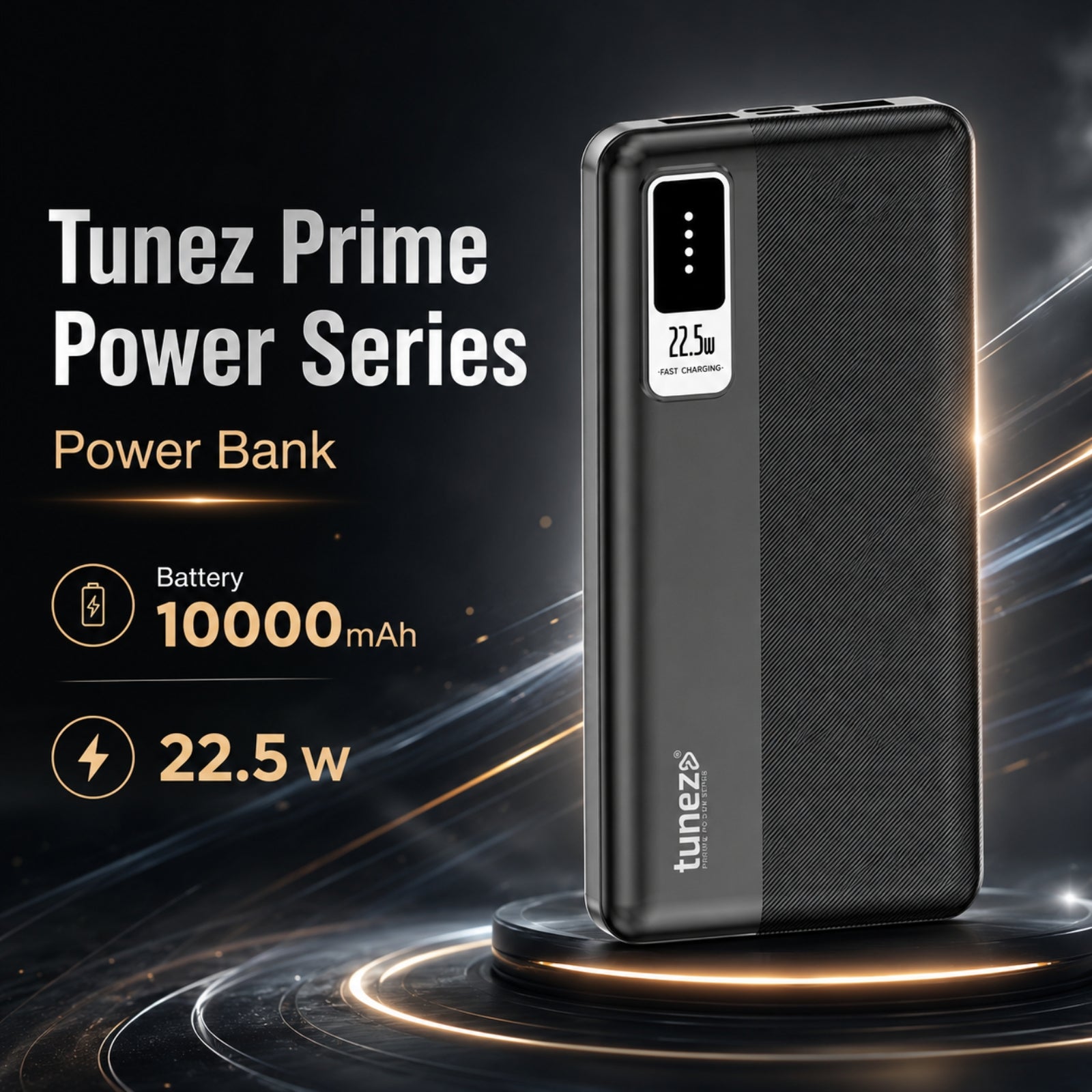Tunez PB1231 10000mAh Power Bank | 22.5W, LED Indicator