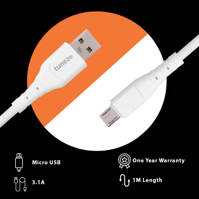 Tunez Nexus Series DC1103 USB-A to Micro USB 3.1 A Charging Data Cable