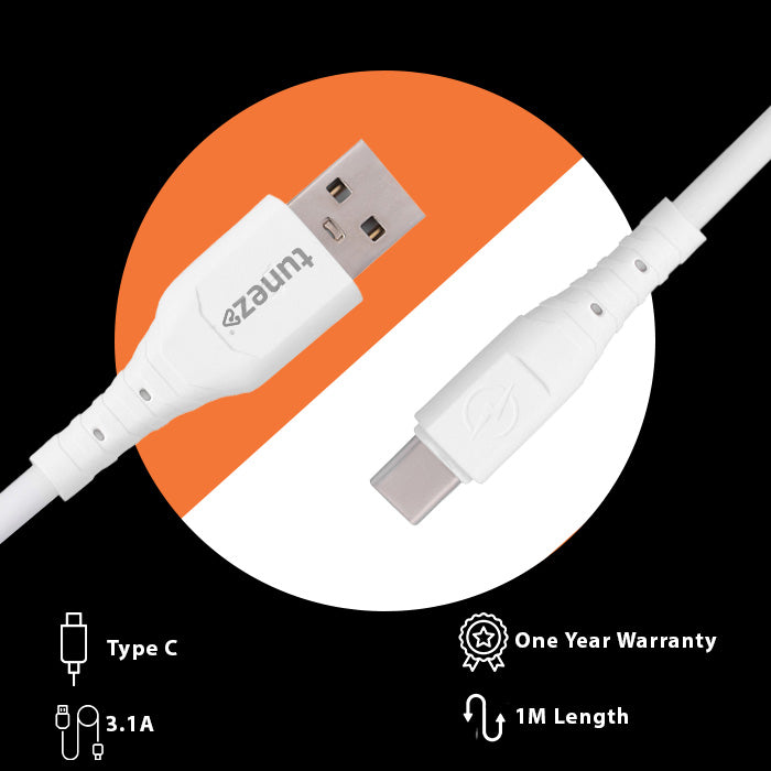 Tunez Nexus Series DC2103 USB-A to Type-C 3.1 A Charging Data Cable