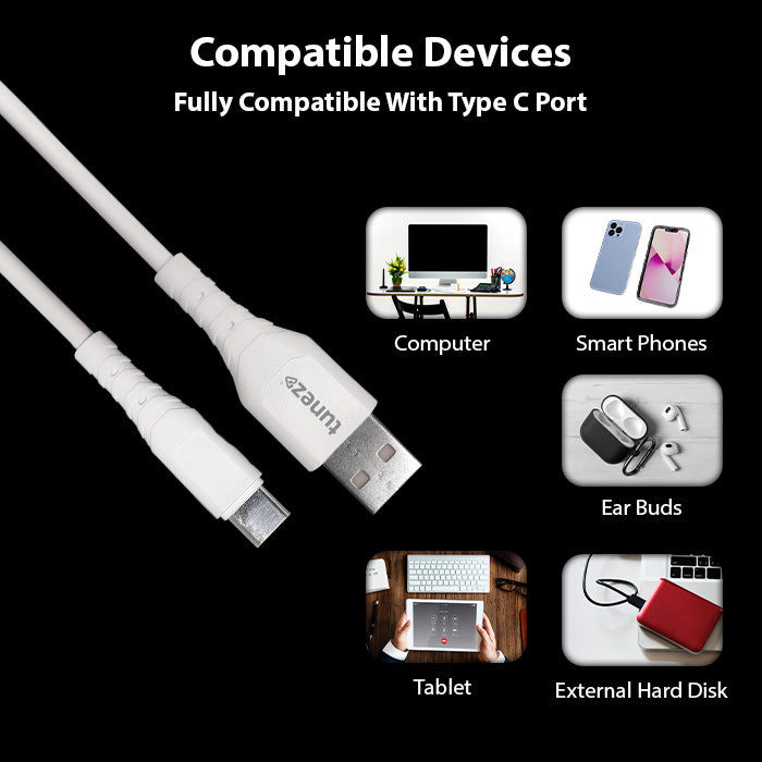 Tunez Nexus Series DC2103 USB-A to Type-C 3.1 A Charging Data Cable