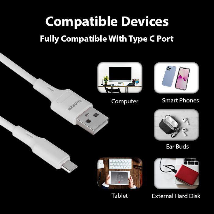 Tunez Nexus Series DC2107 USB-A to Type-C 20 W Fast Charging Data Cable