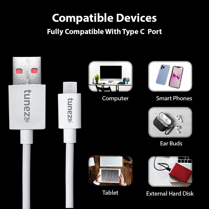 Tunez Nexus Series DC2117 USB-A to Type-C 65 W (VOOC) Fast Charging Data Cable