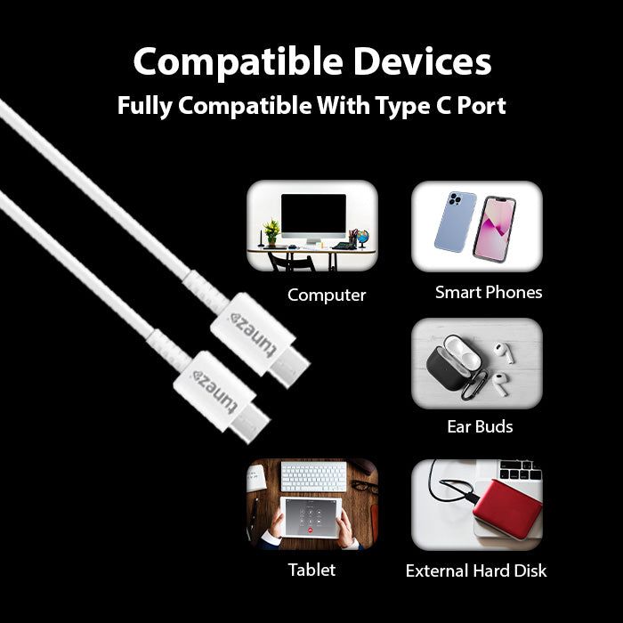 Tunez Nexus Series DC4107 Type-C to C 20 W Fast Charging Data Cable