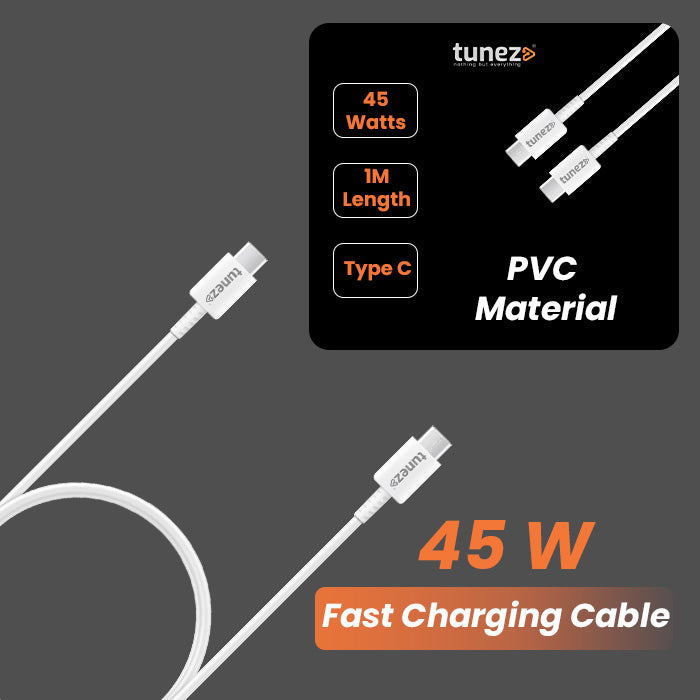 Tunez Nexus Series DC4114 Type C to C 45 W Fast Charging Data Cable