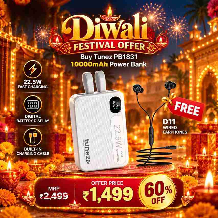 PB1831 Power Bank with D11 Wired Earphone Free