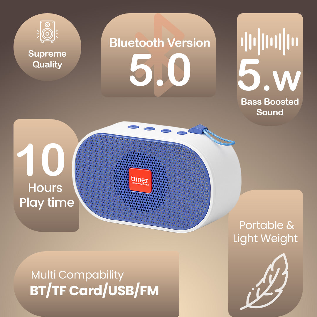 Tunez Buzz BS1012 Bluetooth Speakers | FM Radio & USB Support with Inbuilt Mobile Holder