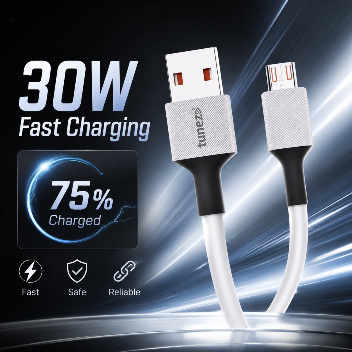 Tunez Nexus DC1922 30W Silicon Micro USB Cable
