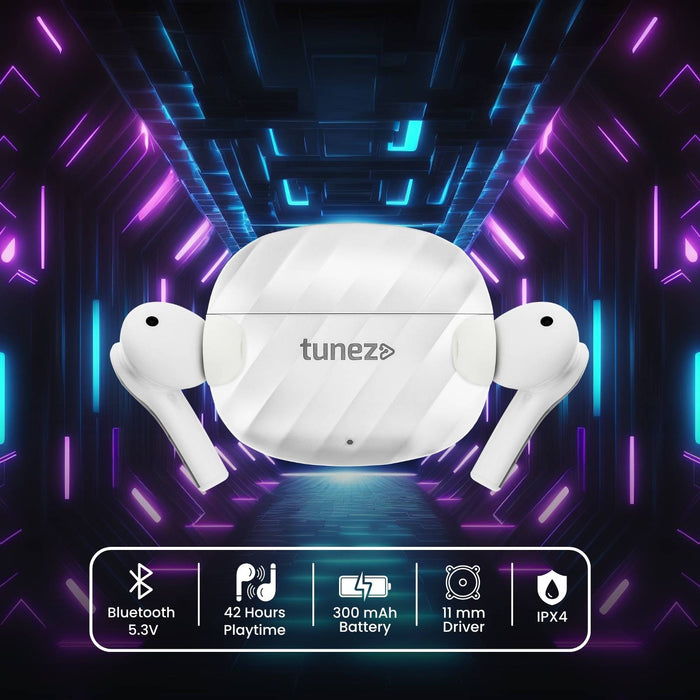 Tunez Elements E02 Wireless Earbuds | 16M Range, 11mm Sound