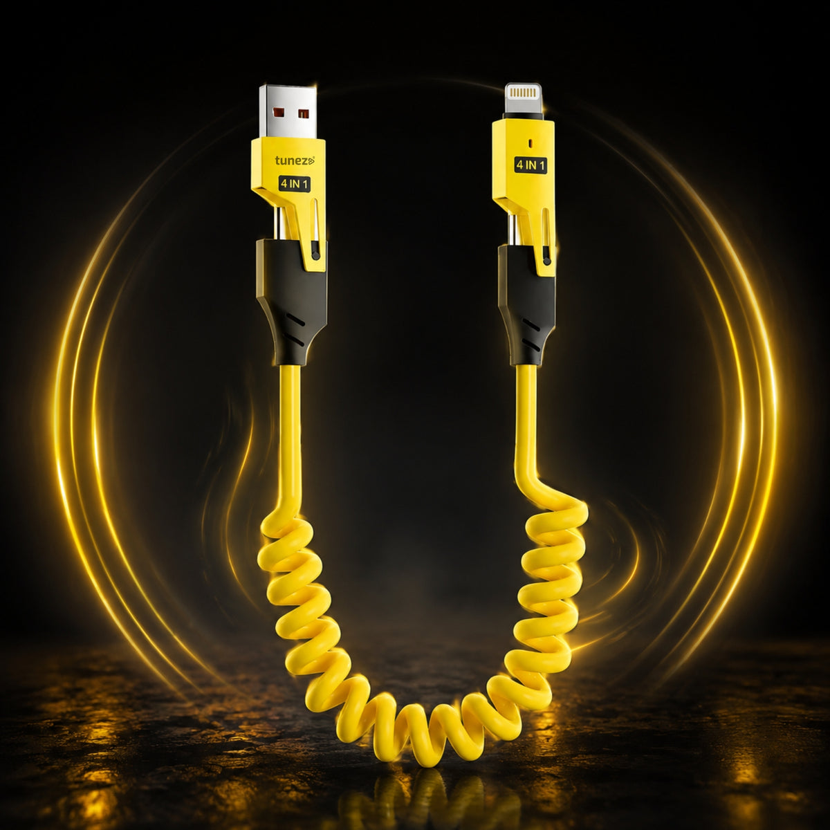 Tunez Nexus DC9221 4-in-1 65W Spiral Data Cable(PVC Material)
