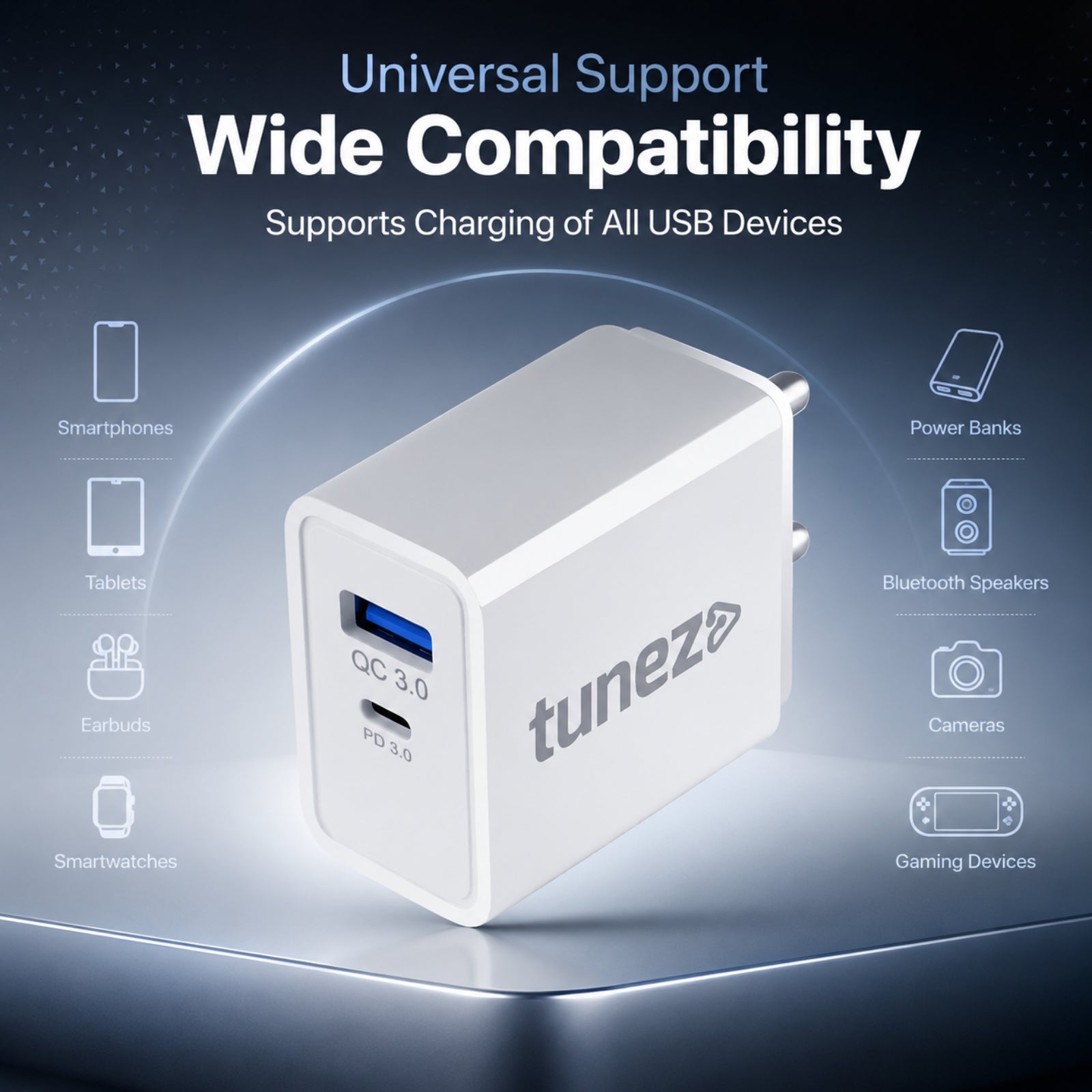 Tunez C40 22.5w QC+PD Fast Mobile Charger Adaptor
