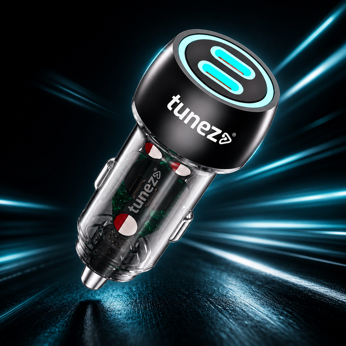 Tunez Energia C Series CC2260 Dual PD Car Charger – 60W Fast Charging
