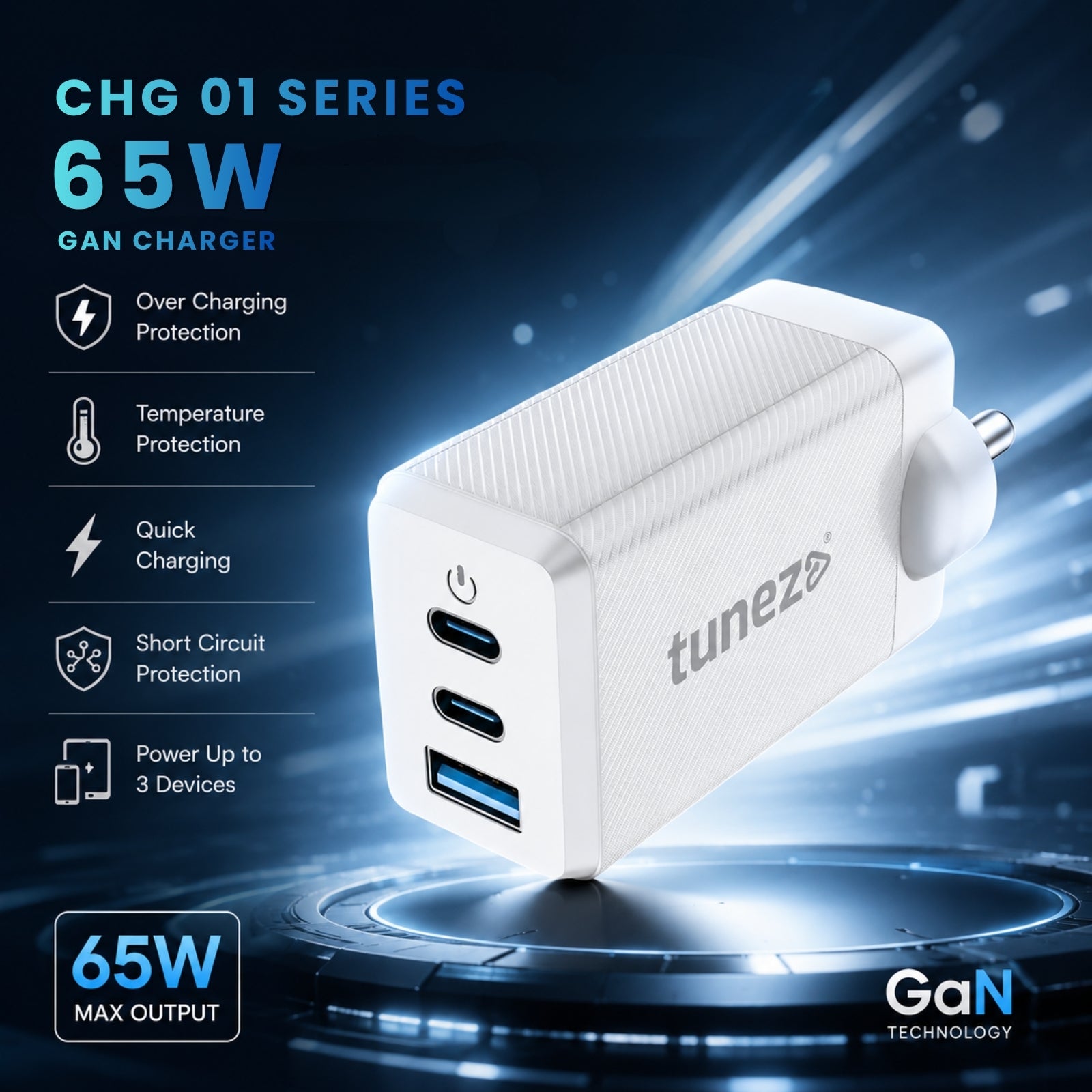 Tunez CHG 01 Series 65W GaN Charger