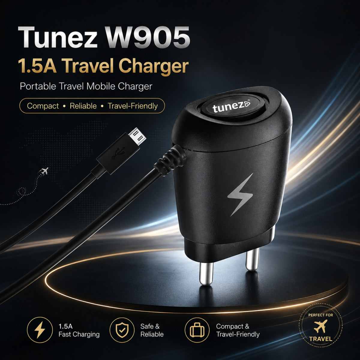 Tunez W905 – 1.5A Travel Charger | Portable Travel Mobile Charger