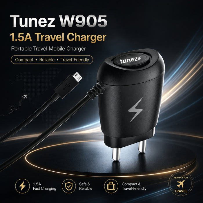 Tunez W905 – 1.5A Travel Charger | Portable Travel Mobile Charger