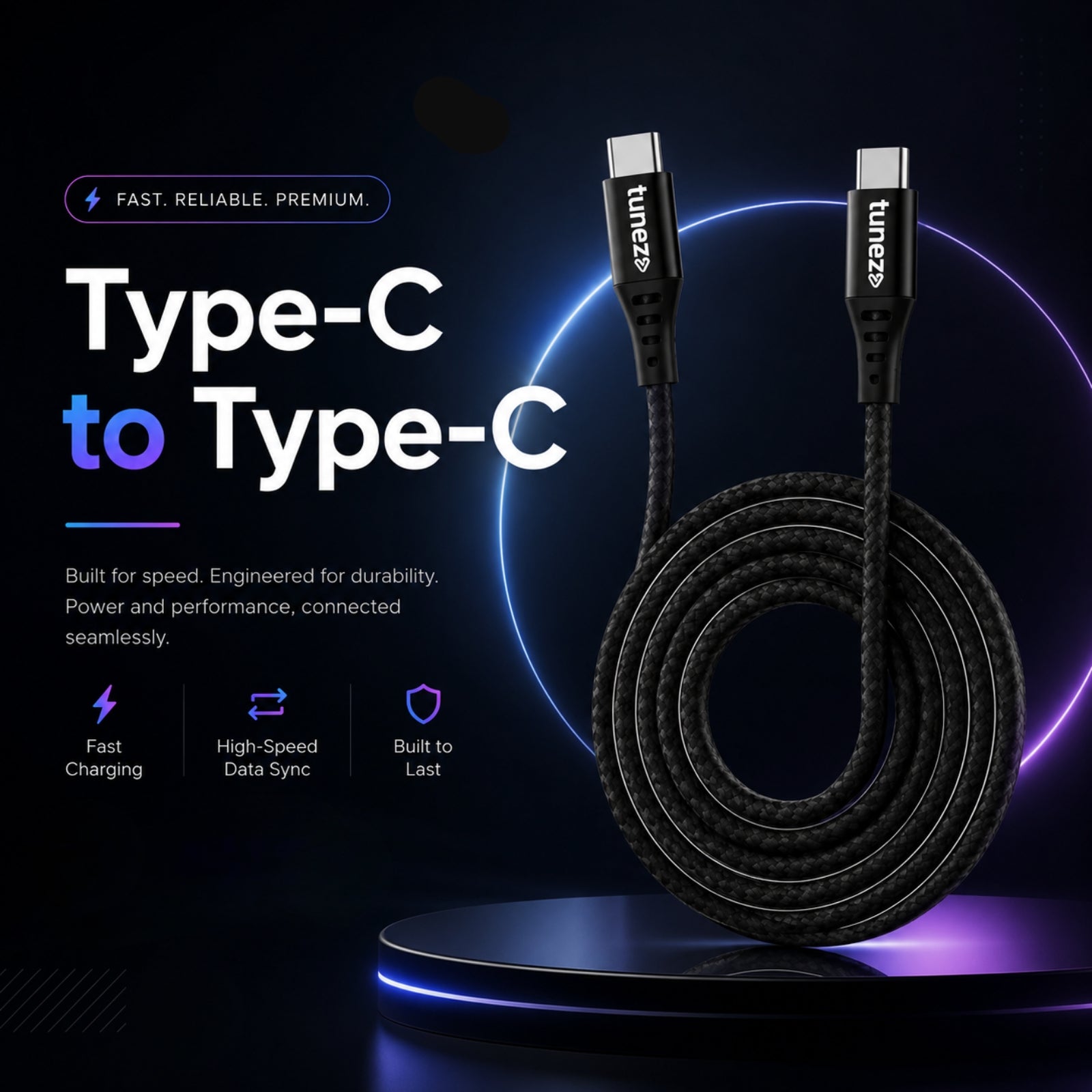 Tunez Nexus CB-30 Fast Charging USB Type C to Type C Data Cable