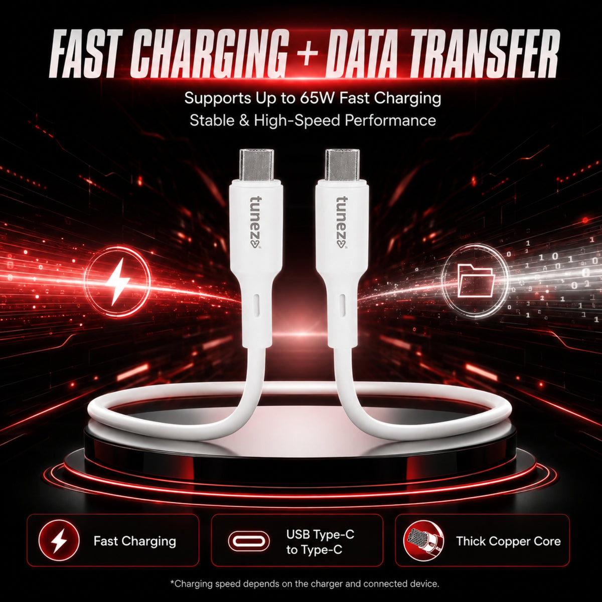 Tunez Nexus DC4117 USB Type-C to Type-C Data Cable | 65W Fast Charging