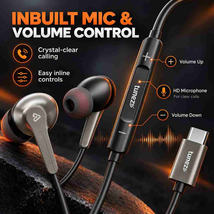 Tunez Dhwani H313 Type C Wired Earphones With Mic