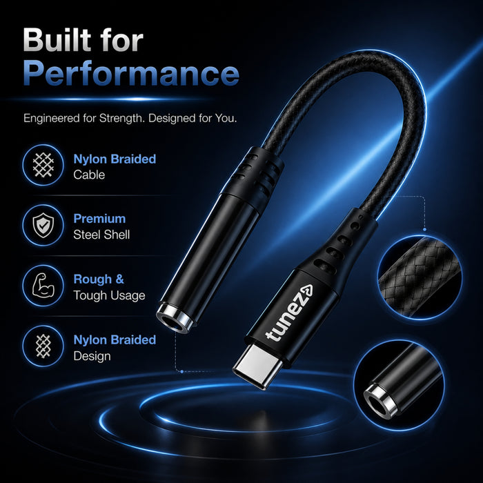 Tunez Nexus CB-80 Type C to 3.5 mm Audio Aux Cable with DAC