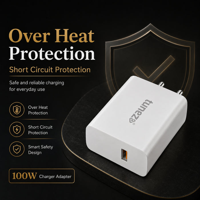 Tunez W192 100W SuperVOOC Fast Charger with USB-A to Type-C Data Cable
