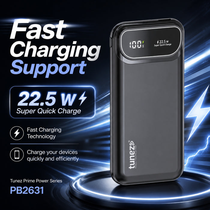 Tunez Prime Power Series PB2631 20000mAh Power Bank | 22.5W