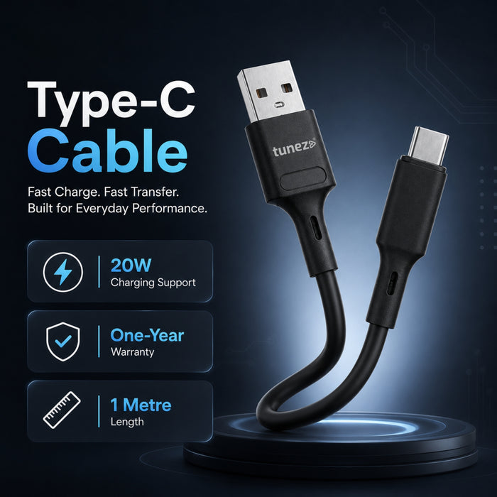Tunez Nexus DC2107 USB-A to Type-C 20W Fast Charging Data Cable