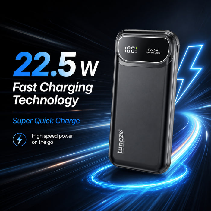 Tunez PB1631 10000mAh Power Bank | 22.5W, Digital Display