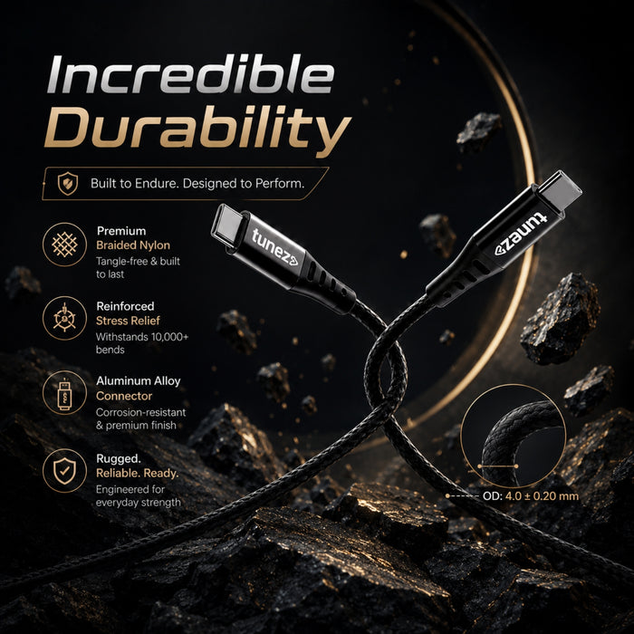 Tunez Nexus CB-20 Fast Charging USB Type C to Type C Data Cable