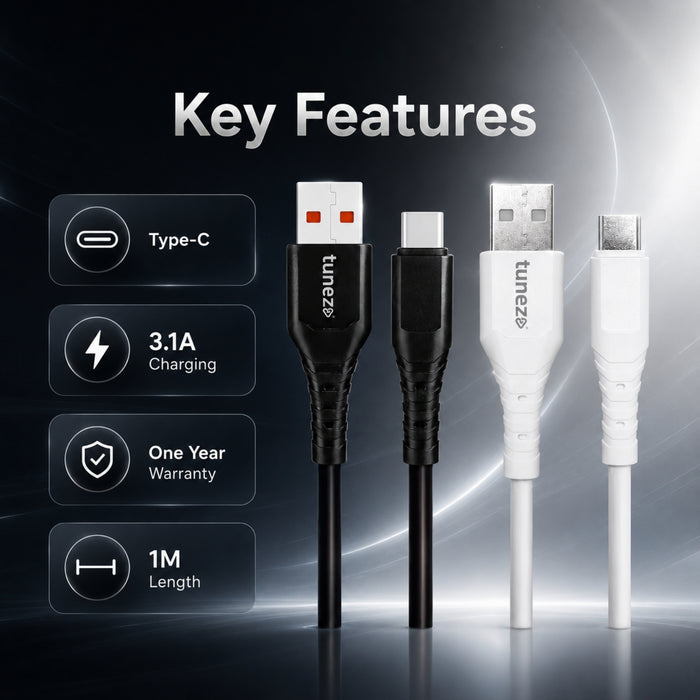 Tunez Nexus DC2103 USB-A to Type-C 3.1 A Data Cable