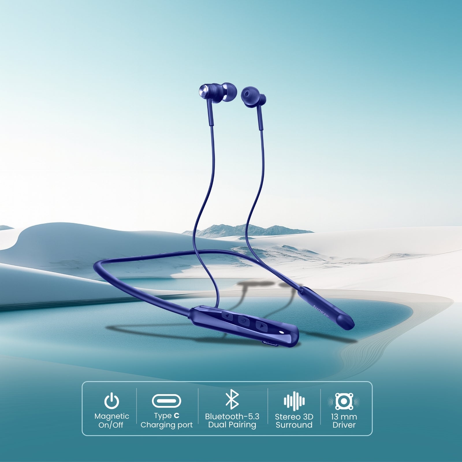 Tunez Rhythm Series R07 Wireless Neckband Earphones Under 1000