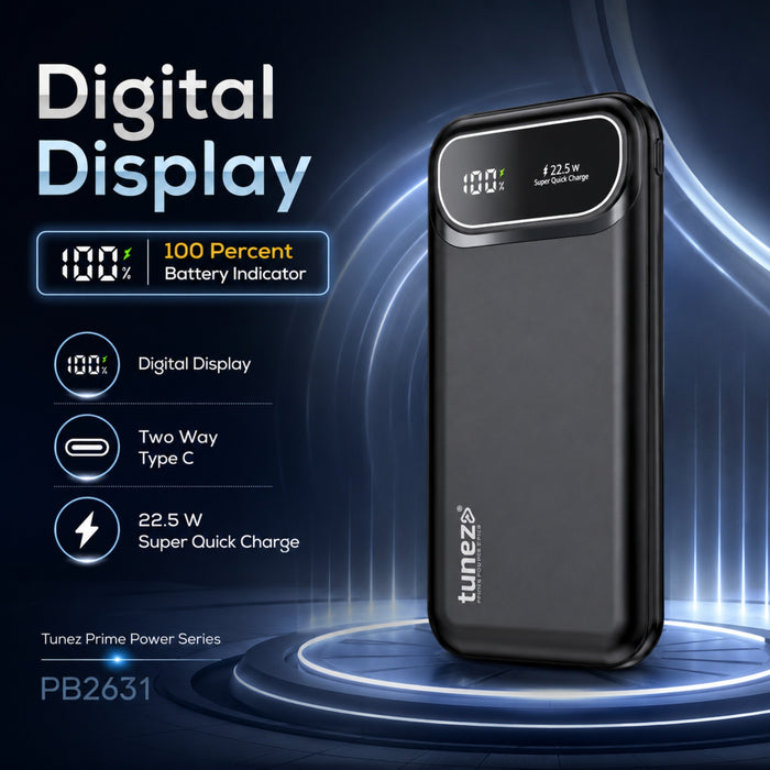 Tunez Prime Power Series PB2631 20000mAh Power Bank | 22.5W