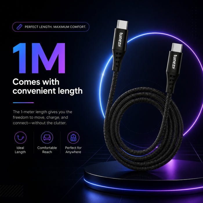 Tunez Nexus CB-30 Fast Charging USB Type C to Type C Data Cable