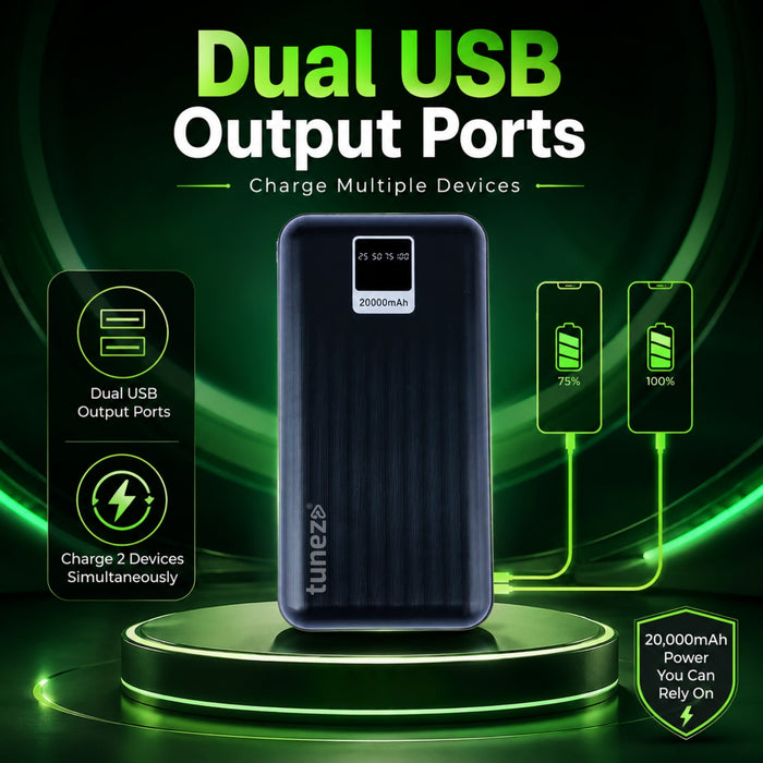 Tunez PB2231 20000mAh Power Bank | 12W Output, Digital Indicator