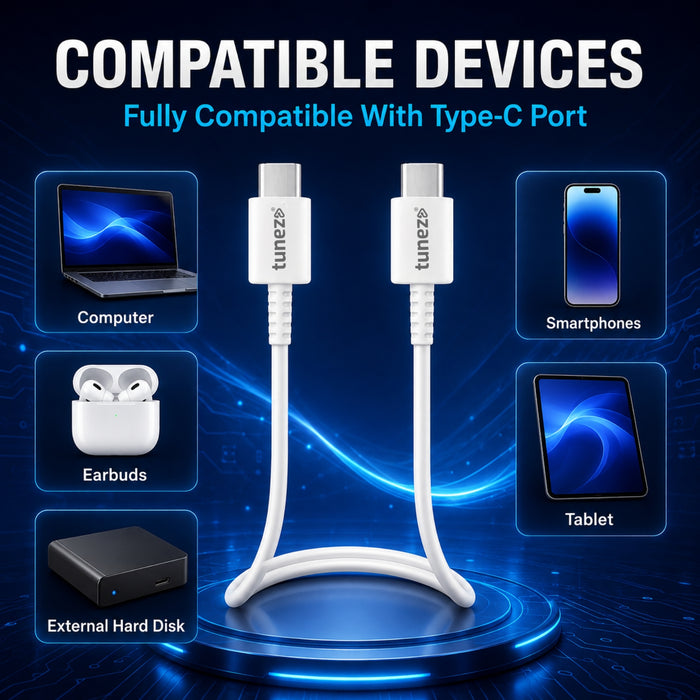 Tunez Nexus DC4114 Type-C to Type-C Data Cable | 45W Fast Charging