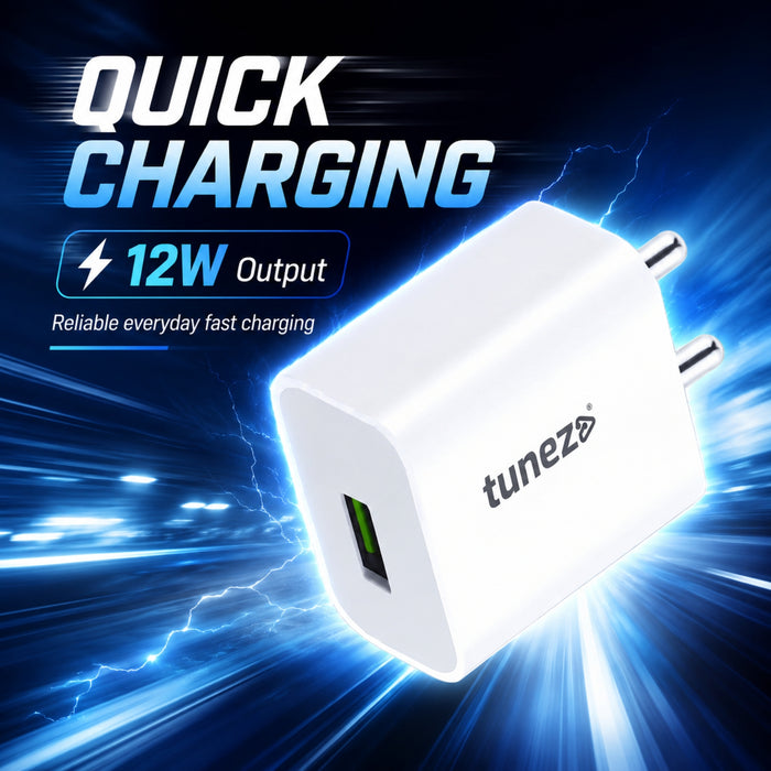 Tunez W111 12W Fast Charger Adapter with Type A Cable