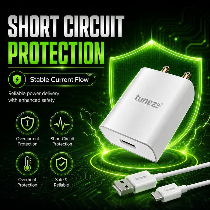 Tunez W172 Super Fast Phone Charger with USB-A to Type-C Data Cable