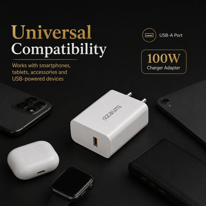 Tunez W192 100W SuperVOOC Fast Charger with USB-A to Type-C Data Cable