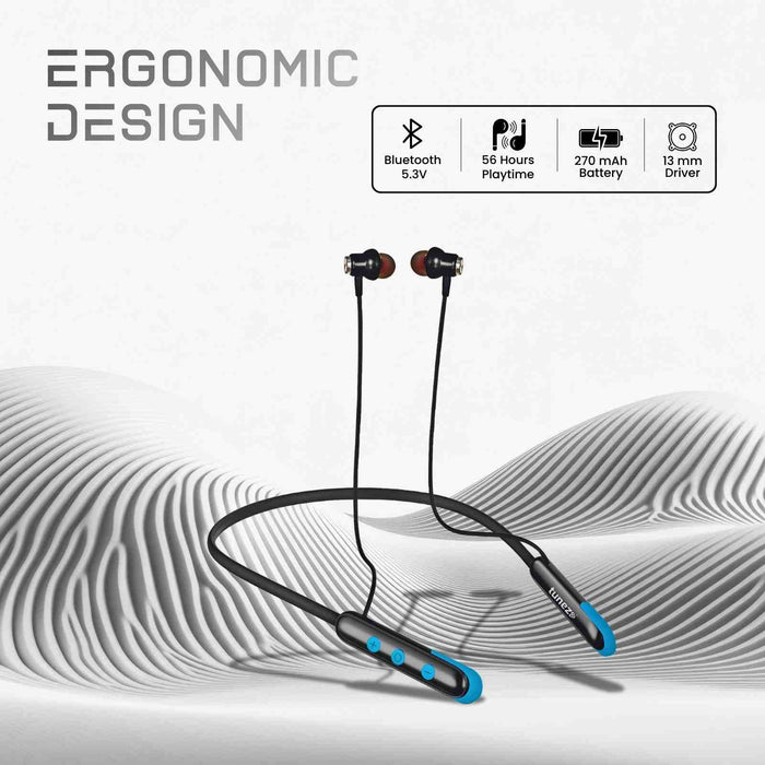 Tunez Rhythm R12 Wireless Neckband | 270mAh Battery, 300+ Hrs Standby