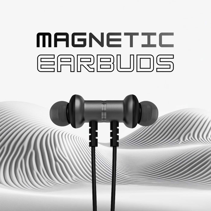 Neckband with magnetic earbuds features