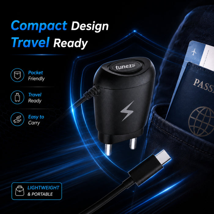 Tunez W906 – 1.5A Travel Charger | Type C Fast Charger