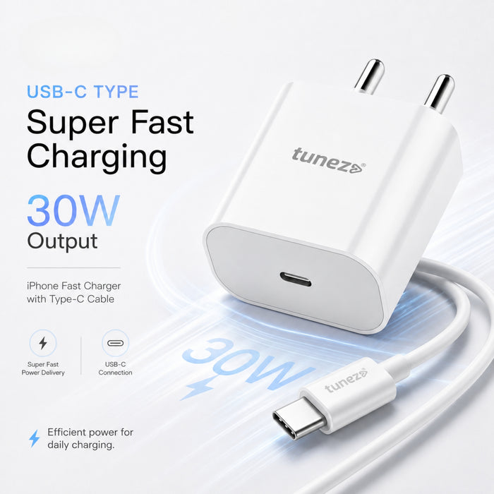 Tunez W362 iPhone Fast Charger with Type-C Cable