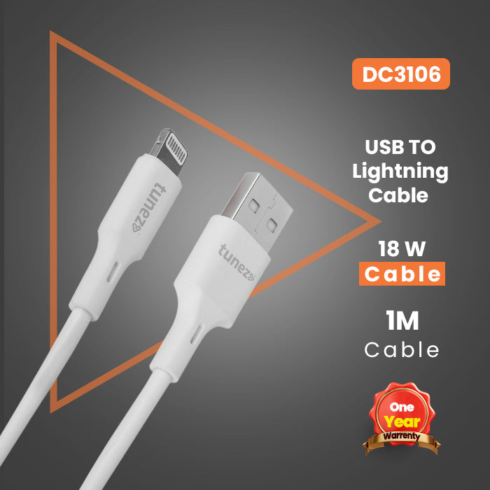 Tunez Nexus Series DC3106 USB-A to Lightning 18 W Charge & Sync Cable