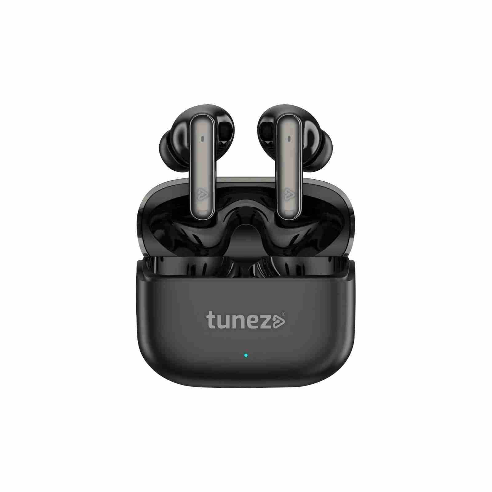 Black wireless earbuds