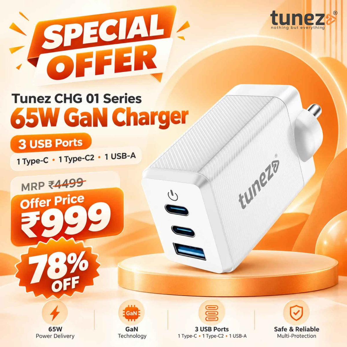 Special Offer on Tunez 65W GaN Charger