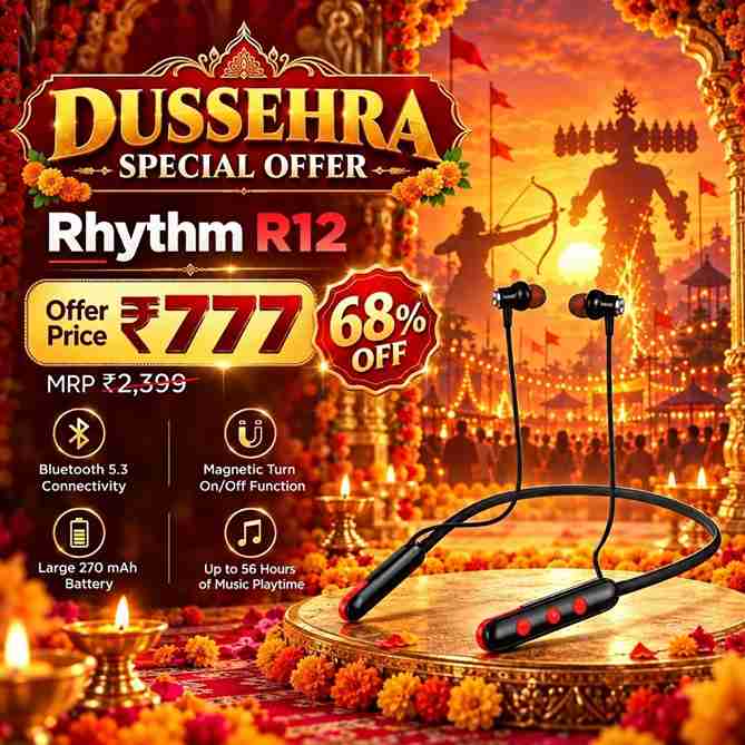 Tunez Rhythm R12 Wireless Neckband | Dussehra Offer