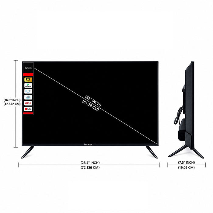 Tunez 32 Inch (80 cm) 4K Smart LED TV, Model TZ32A4K