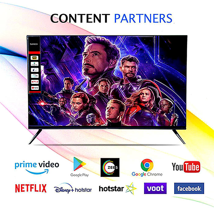 Tunez 43 Inch (108 cm) 4K Ultra HD Smart LED TV, Model TZ43A4K